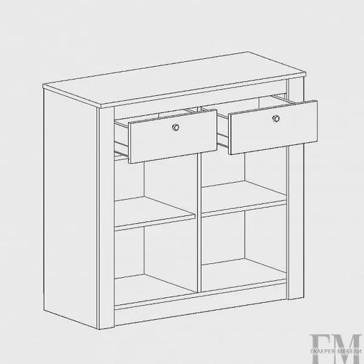 Комод «Даллас», 2 дверцы, 2 ящика